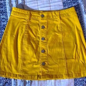 Bright yellow jean skirt